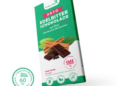 Keto Edelbitter Schokolade mit Zimt 60% Kakao